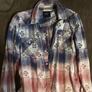 Custom bleached American Eagle boyfriend button up
